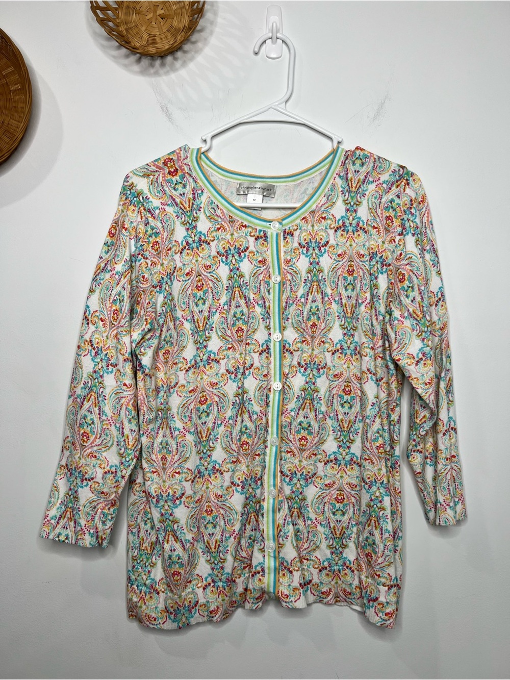Christopher & Banks Cardigan 3/4 Length Sleeve Size Medium